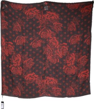 Dolce & Gabbana Womens Floral Modal Wool Scarf Black