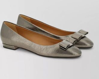 Ferragamo metallic crackled leather ballerina flats