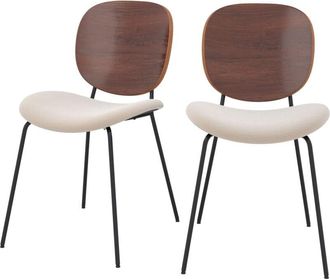 Rendez-Vous D&eacute;co Rendez-vous D&eacute;co - Set De 2 Sillas De Tela Beige Jaspeado Y Madera - Simone