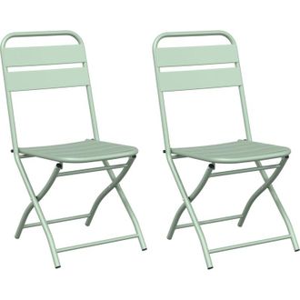vidaXL Silla Plegable Para Jard&iacute;n 2 Pcs Verde 55 X 56.5 X 91cm Acero Vidaxl