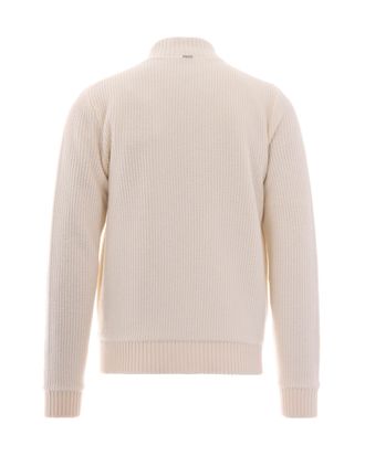 Herno Ribbed Full-Zip Wool Sweater - White