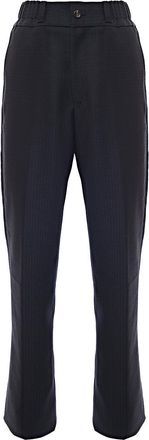Lanvin Mens Wool Mohair Elasticated Belt Suit Trousers in Black - Size 46 (Waist)