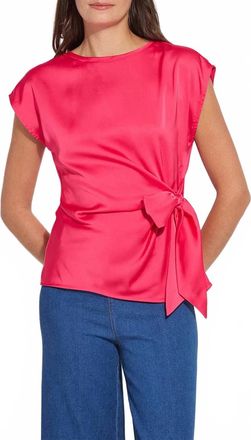 Lyss&eacute; Rosalia Tie Drape Mix Media Top In Pink Martini
