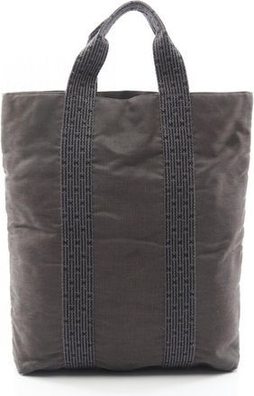 Herm&egrave;s Gray Nylon Canvas Handbag Tote Bag (Pre-Owned)