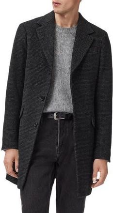 AllSaints Caspian Wool Blend Coat in Cinder Black Marl at Nordstrom Rack, Size 40