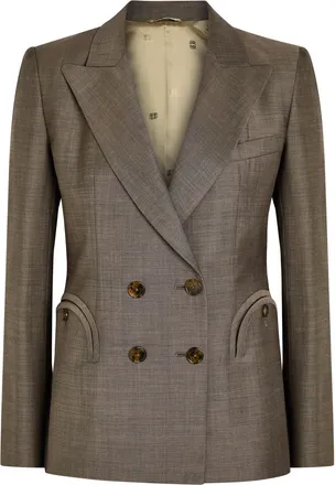 Blaz&eacute; Milano Charmer Double-breasted Wool-blend Blazer - Brown - 2 (UK10 / S)