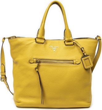 Prada Pre-owned Womens Convertible Zip Tote Shoulder Bag - Yellow - One Size