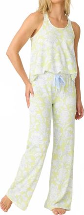 PJ Salvage Beautiful Life Floral Print Tank In Electric Lime