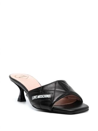 Moschino Womens Quilted Leather Heeled Sandals In Black