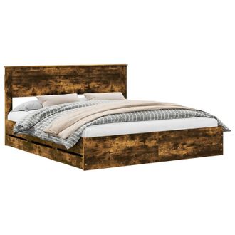 vidaXL Estructura De Cama Roble Ahumado 180 X 200 Cm Madera Ingenieril Vidaxl