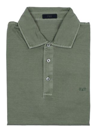 Fay White Frosted Embroidery Cotton Polo