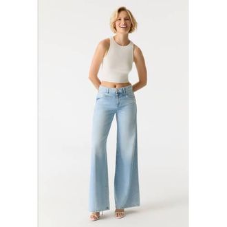 Cup of Joe Denim low waist wide leg jeans light blue denim