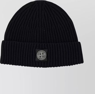 Stone Island ribbed turn-up brim beanie hat