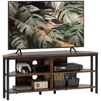 HOMCOM 50 Inch TV Stand Cabinet - TV Unit With Storage Shelves - Rustic Brown | TJ Hughes