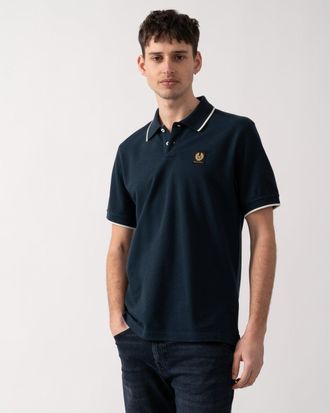 Belstaff Mens Tipped Polo - Navy Cotton - Size X-Large
