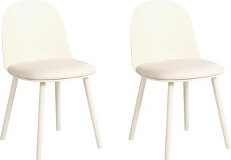 Beliani Conjunto De 2 Sillas De Comedor De Piel Sint&eacute;tica Con Estructura Sint&eacute;tica Beige Claro Ankeny