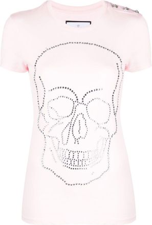 Philipp Plein crystal-embellished T-shirt - women - Cotton/glass - S - Pink