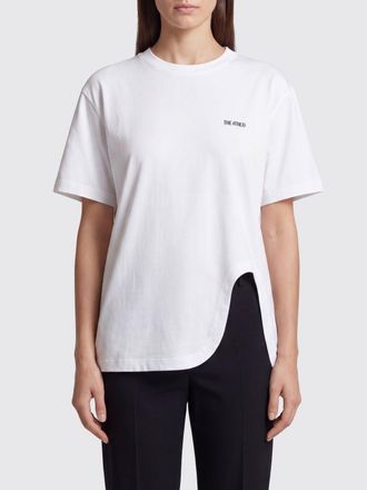 The Attico T-shirt in cotone con logo a contrasto e orlo asimmetrico