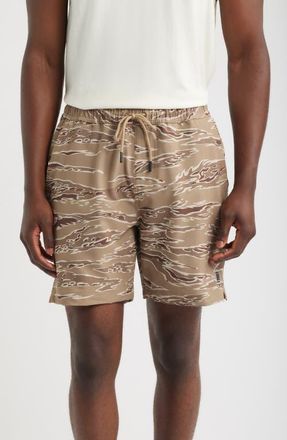Brixton Journey Active Water Repellent Performance Shorts in Desert Tiger Camo at Nordstrom, Size X-Large