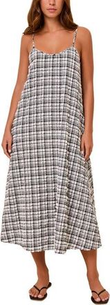 Solid & Striped The Lois Check Sleeveless Maxi Dress in Noir at Nordstrom, Size X-Large