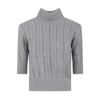 Ermanno Scervino Turtlenecks, female, Gray, Size: S Short Sleeved Sweater