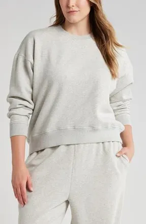 Zella Cloud Fleece Sweatshirt in Grey Light Heather at Nordstrom Rack, Size 2X