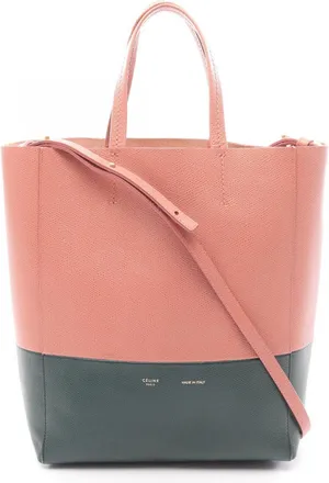 Celine Green Pink Leather Handbag Tote Bag (Pre-Owned)