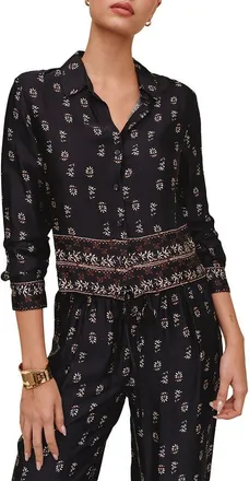 Bella Dahl Floral Border Print Long Sleeve Button-Up Shirt at Nordstrom, Size X-Small