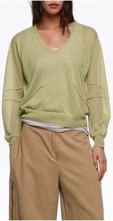 Bimba & Lola Mini Dots Straight Sweater in Dots Mini Olive at Nordstrom, Size X-Small Eu