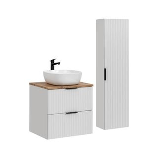 Petits Meubles Set mueble lavabo y columna estratificado Blanco