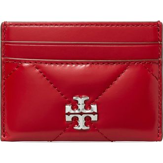 Tory Burch Kira Diamond Quilted Leather Card Case in Red at Nordstrom