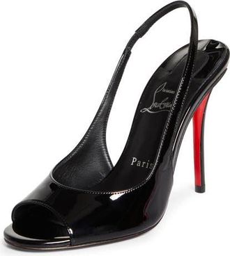 Christian Louboutin Sofia Z Peep Toe Slingback Pump in Black/Lin Black at Nordstrom, Size 11.5Us