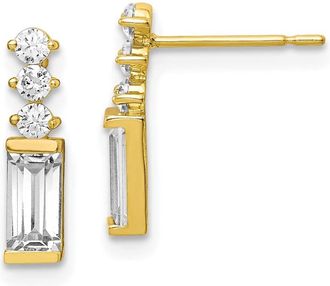 Diamond2Deal 10K Yellow Gold Polished Cubic Zirconia Fancy Stud Earrings