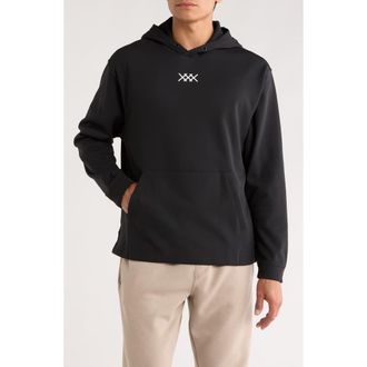 Rhone Range Relaxed Fit Fleece Hoodie in Black/White at Nordstrom Rack, Size Medium