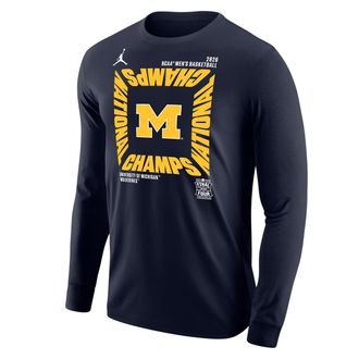 Nike Jordan Mens Michigan (Team) Jordan College Long-Sleeve T-Shirt in Blue | M12333P460FFMI-NAV
