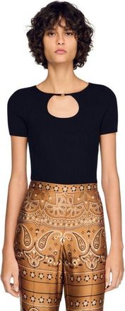 Sandro Openwork collar sweater in Black at Nordstrom, Size X-Small