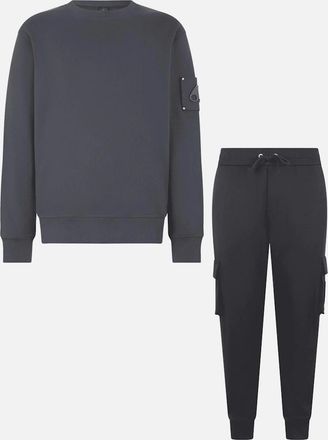 Moose Knuckles Mens Hartsfield Crew Neck Cement Grey Cargo Tracksuit - Size: XL