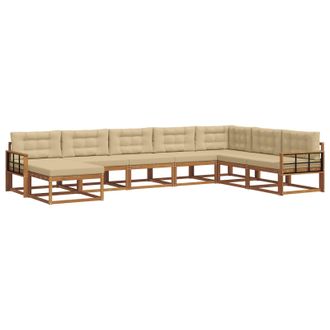 vidaXL Conjunto De Sof&aacute;s De Exterior Con Coj&iacute;n 8 Pcs Natural Y Beige Vidaxl