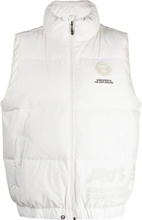 Aape By A Bathing Ape logo-patch puffer gilet - women - Polyester/Nylon/Down/Feather - L - White