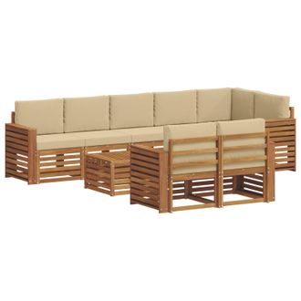vidaXL Conjunto De Sof&aacute;s De Exterior 9 Uds. Natural Y Beige Poli&eacute;ster Vidaxl