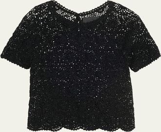 Nili Lotan Elionne Floral Crochet Sweater