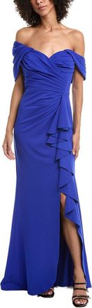 Tadashi Shoji Fitted Ruffles Pleated Gown