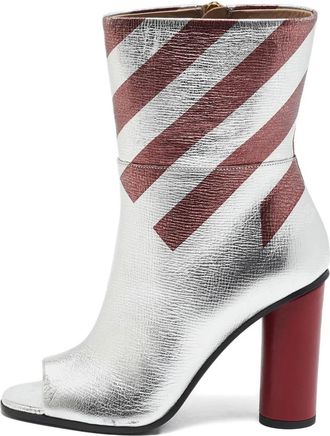 Anya Hindmarch Stivali a righe 100mm - Argento