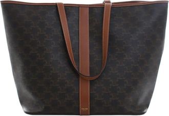 Celine Borsa tote Cabas Triomphe media in tela cerata 2019 - Marrone