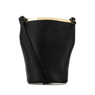 Tod's Black Leather Magenta Bucket Bag