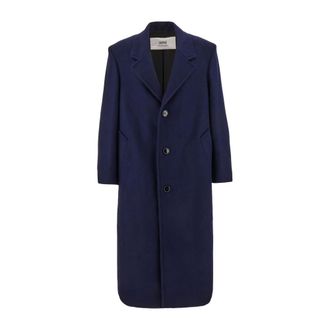 Ami Single-Breasted Coats, male, Blue, 2XS, Stylish Coats for All Seasons
