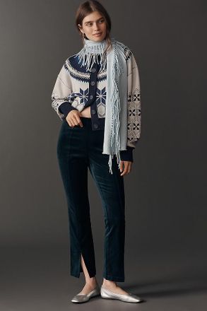 Maeve High-Rise Split-Front Velvet Skinny Pants