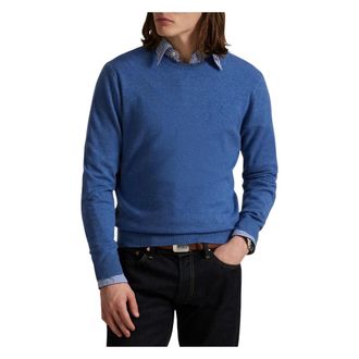 Polo Ralph Lauren Round-neck Knitwear, male, Blue, Size: XL Long Sleeve Pullover