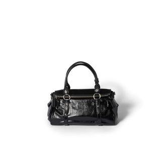 Miu Miu Shiny Leather Handbag, Woman, Black