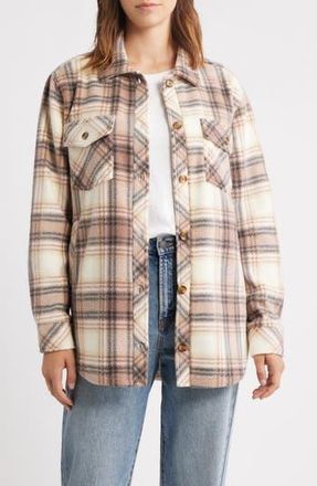 Thread & Supply Plaid Polar Fleece Shacket in Beige Brownie Combo at Nordstrom Rack, Size X-Small
